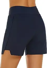[Tournesol] Women's 5'' Swim Shorts High Waisted Bathing Suit Bottoms UPF50+ Quick Dry Swimsuit Tankini Board Shorts with Liner