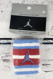 Vintage Nike Michael Jordan Jumpman Wristbands Light Blue, White, & Red - New