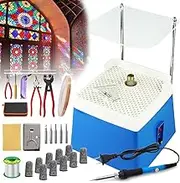 Stained Glass Starter Kit, Glass Cutter Tools, with 5/8" + 1" Diamond Grinder Bit, Diamond Ceramic Shell Art DIY, 80W Soldering Iron Kit, for Glass Processing Arts Etc