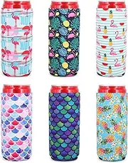6Pcs Neoprene Tallboy Can cooler, Reusable Insulated Tall Boy Can Sleeves For 22oz - 24oz Energy Beer Beverage Drinking Cans (Hawaii)