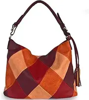 [XingChen] Hobo Bags for Women Patchwork Color Faux Leather Large Purses and Handbags Hobo Purse with Tassel