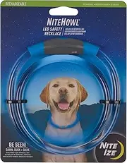 Nite Ize NiteHowl Rechargeable LED Safety Necklace - Dog Light for Dog-Walking Gear - Weather-Resistant Design - 5 Hours Runtime - Cut to Fit from 12” to 27” - Blue