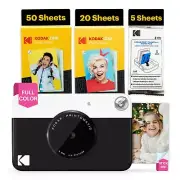 Kodak Printomatic 5MP Instant Print Camera (Black), Photo Paper 75 Sheets Bundle