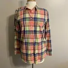 J Crew Factory plaid button front top medium NWT