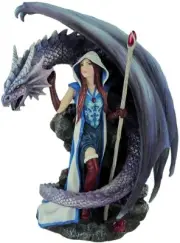 Anne Stokes Dragon Mage Sorceress w Staff Figurine Sculpture Veronese Number 696