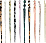 10Pcs Acetate Hair Sticks, BetterJonny Vintage Leopard Print Hairpin 17.5cm Hair Chopsticks Tortoise Shell Hair Styling Accessories Chinese Hair Sticks for Women Girls
