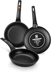 Braisogona Efficient Aluminium 3 Frying Pans Set, 30 x 30 x 30 cm, Black