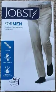 New JOBST Men's LARGE 20-30mmHg Firm Compression Thigh High Socks Khaki
