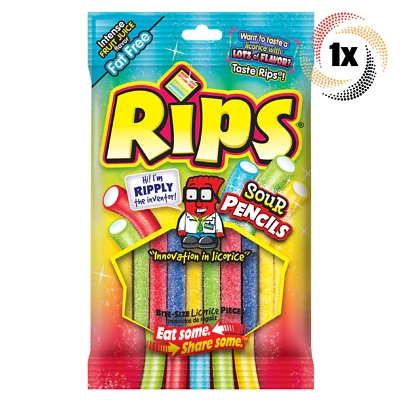 1x Bag Rips Sour Pencils Assorted Bite Size Licorice Pieces Fat Free Candy | 2oz