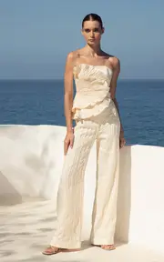[Andres Otalora] Las Olas Pleated Linen Top