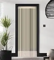 String Curtain, Door Fly Screen Curtains, Door Strings, Tassel Curtains for Doorway, Window Decor String Panel Stripe, Stylish Room Divider, Panel Fringe Curtain (Cream, 100 x 210 cm)
