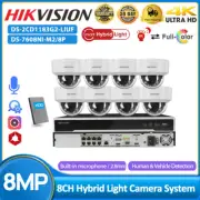 Hikvision 32MP 8CH POE 8K NVR 8MP Hybrid Light ColorVu+IR POE Dome Camera System