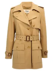 [Chloé] Chloé-Cotton Trench Coat Trench E Impermeabili Beige-Donna 38FR Beige