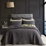 Renee Taylor Cavallo Stone washed French Linen Quilted Bed Coverlet Set Magnet