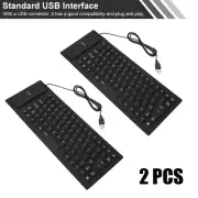 2X 85 Key Portable Flexible USB Silicone Keyboard Rollable For Laptop Computer