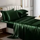 6 Piece Satin Sheet Set King Size Luxury Silky & Soft Emerald Green Satin Kin...