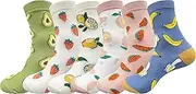[JOYLIFE] Fruit Embroidered Crew Socks Cute Pattern Quartz Sock Funny Dress Socks for Women, Ladies, Girls