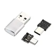 3 in 1 Type-c Micro USB OTG USB 3.0 TF Flash Memory Card Reader for Xiaomi Mobile Phone Tablet PC SILVER COLOR