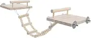 COMPUKAS 1 Set Wooden Bird Perch with Ladder Compact Parrot Stand Platform for Cage Durable Chewing for Birds Like Parakeets and Lovebirds Promotes