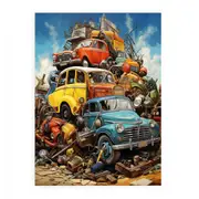 Vehicles Modern Art Painting Canvas Print