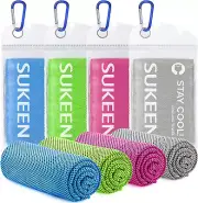 Sukeen [4 Pack Cooling Towel (40"X12"), Ice Towel, Soft Breathable Chilly Towel,