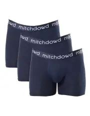 [Mitch Dowd] Men's Bamboo Long Leg Trunk 3 Pack in Navy