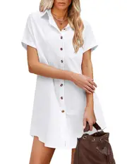 Button Down Linen Shirt Dress