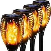 4-Pack Solar Lights Outdoor With Flickering Dancing Flame - Waterproof Landscape Torch for Garden, Pathway, Patio, Yard, Driveway - Outdoor Decoration