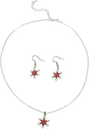 [CTIRCHIU] 1set Christmas Snowflake Pendant Necklace Earring Stylish Holiday Jewelry for Parties Distinctive Xmas Accessories to Festive Atmosphere