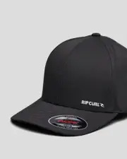 RIP CURL CAP HAT NEW MENS Phaser FLEXFIT BLACK MARLE CLASSIC SURF LOGO ON LEFT