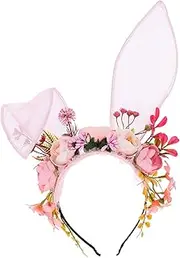 [Ipetboom] Fairy Headpiece Rabbit Ears Trendy Bunny Ear Headband for Women Adjustable Size