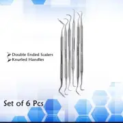 6 Pcs Double Ended Sickle Scalers Dentist Calculus Remover Hygiene Tool - German