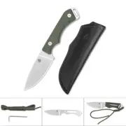 QSP Knives Workaholic Fixed Blade 124-D Knife N690 & Green Micarta