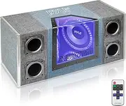 10'' Dual Series Vented Subwoofer Enclosure - High Powered Woofers with a Silver Paper Cone, Rear Vented Design with Built-in Illuminating LED Lights - PLBNPS21