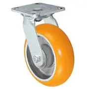 6" x 2" Stainless Swivel Caster Orange Polyurethane on Aluminum Caster - 1,250 l