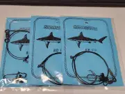 3 NJ Hand Tied FISH FINDER Surf Shark 8/0 Inline Circle Hook 200# Wire Bait Rigs