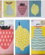 IKEA TRILLING Set 3 Art Posters Fruit Strawberry Pear Lemon Whimsical Wall Decor