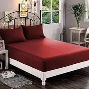 Elegant Comfort 1500 Premium Hotel Quality 1-Piece Fitted Sheet, Softest Quality Microfiber - Deep Pocket up to 16 inch, Wrinkle and Fade Resistant, Queen, Burgundy