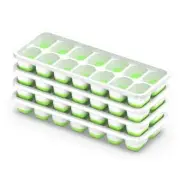 Ice Cube Tray with Lid, 4 Packs 56 Cubes Durable Stackable Ice Cube Trays for