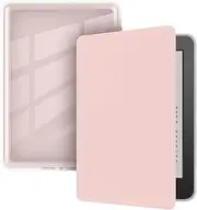 Reelau Case Compatible with 2024/2022 Kindle 11th Generation 6 inch, Clear Acrylic +Leather Kindle Case 6" for Kindle 2022/2024 11th Gen [Transparent] [Auto Wake Up/Sleeping] (Pink)