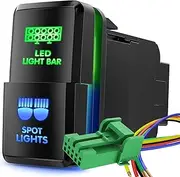 Nilight LED Light Bar & Spot Lights Dual Push Button Switch 12V ON Off Switches with Connector Wire Kit 1.54" x 0.83" Replacement for Toyota Tacoma Tundra 4Runner FJ Cruiser Hilux Fortuner