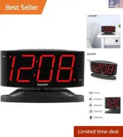 Easily Operated LED Alarm Clock with Jumbo Green LEDs & Loud Alarm - 4in Height