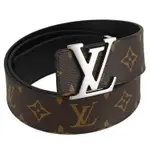 LOUIS VUITTON LV M9821U LV INITIALES 金屬LOGO飾扣經典花紋雙面皮帶 90CM 現貨