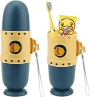 Toothbrush Case, Removable and Portable 3 in 1 Toothbrush Holder Cup, Use for Travel, Hiking,Camping, School, Bathroom, Cute and Playful Submarine Styling for Kids and Teens (Blue)