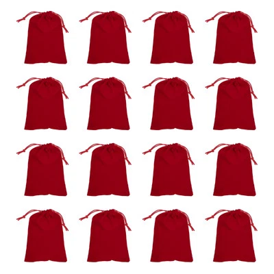 30Pcs Velvet Drawstring Bags, 7x5 Inch Soft Gift Bags Jewelry Pouches, Red