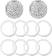 Adorila 6 Pack Silicone Gaskets with 2 Filter Gasket, Silicone Sealing Rings for 3 Cup Stovetop Espresso Coffee Maker Replacement Parts