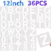 36 Pcs 12Inches Large Alphabet Letters and Numbers Stencils for Painting on Wood