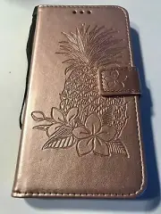 iPhone 11 Pro Max Pineapple Rose Gold Card Holder Flower Wallet Case