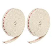 Cotton Oil Lamp Wick 13mm Flat Wide 5Meter/16.4Ft Long with Red Stitch, 2 Roll