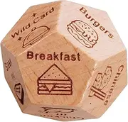DAWCBVJQ Food Dice | Wooden Dice for Couples Dating | 12-Sided Food Decision Date Night Dice, Dinner Dice for Adults, Couples Anniversaries Dice for Her Him